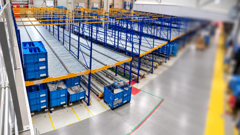 Pallet flow racking system with gravity roller lanes